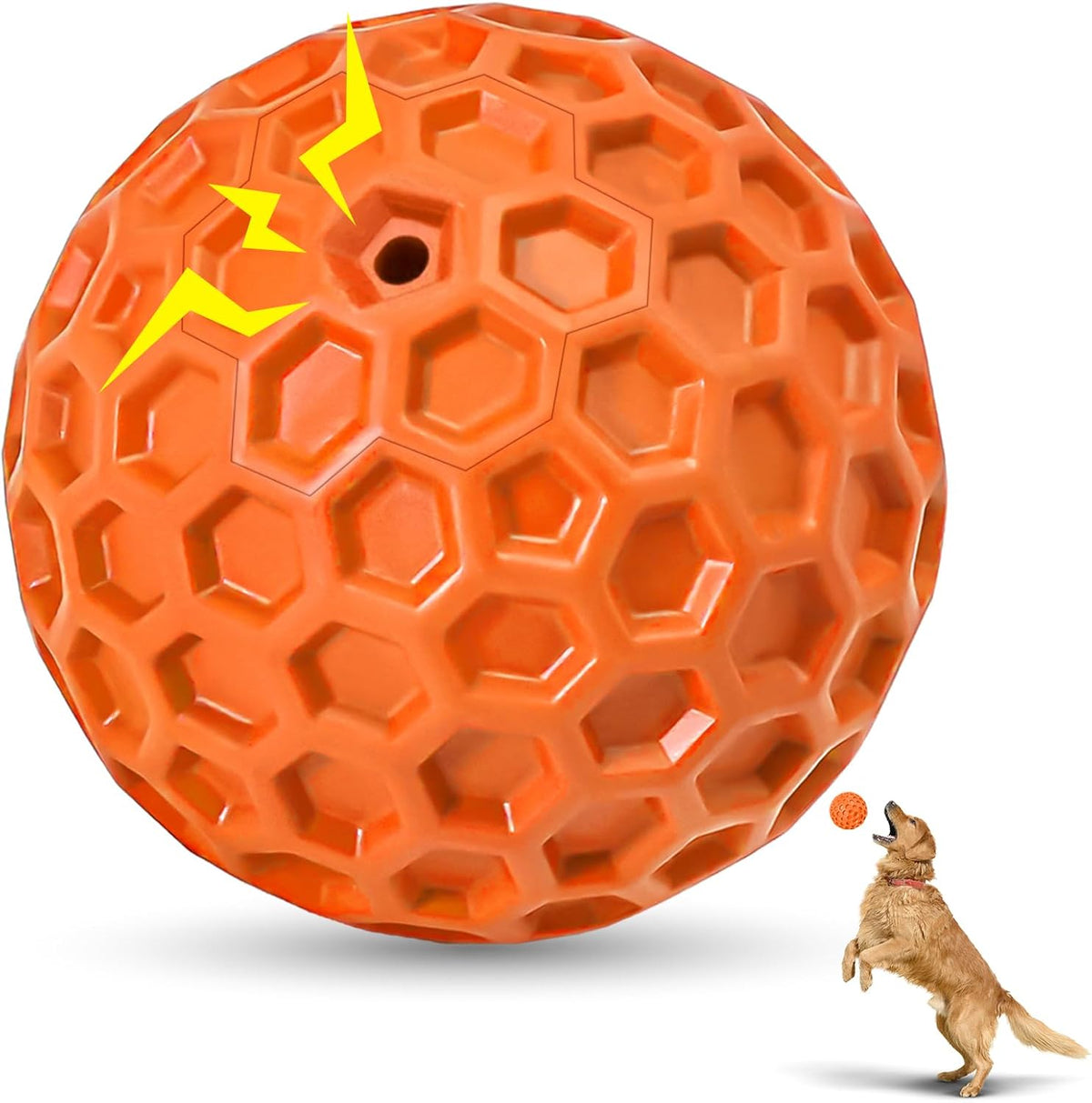 2 Pack Indestructible Squeaky Dog Balls for Aggressive Chewers - Orange