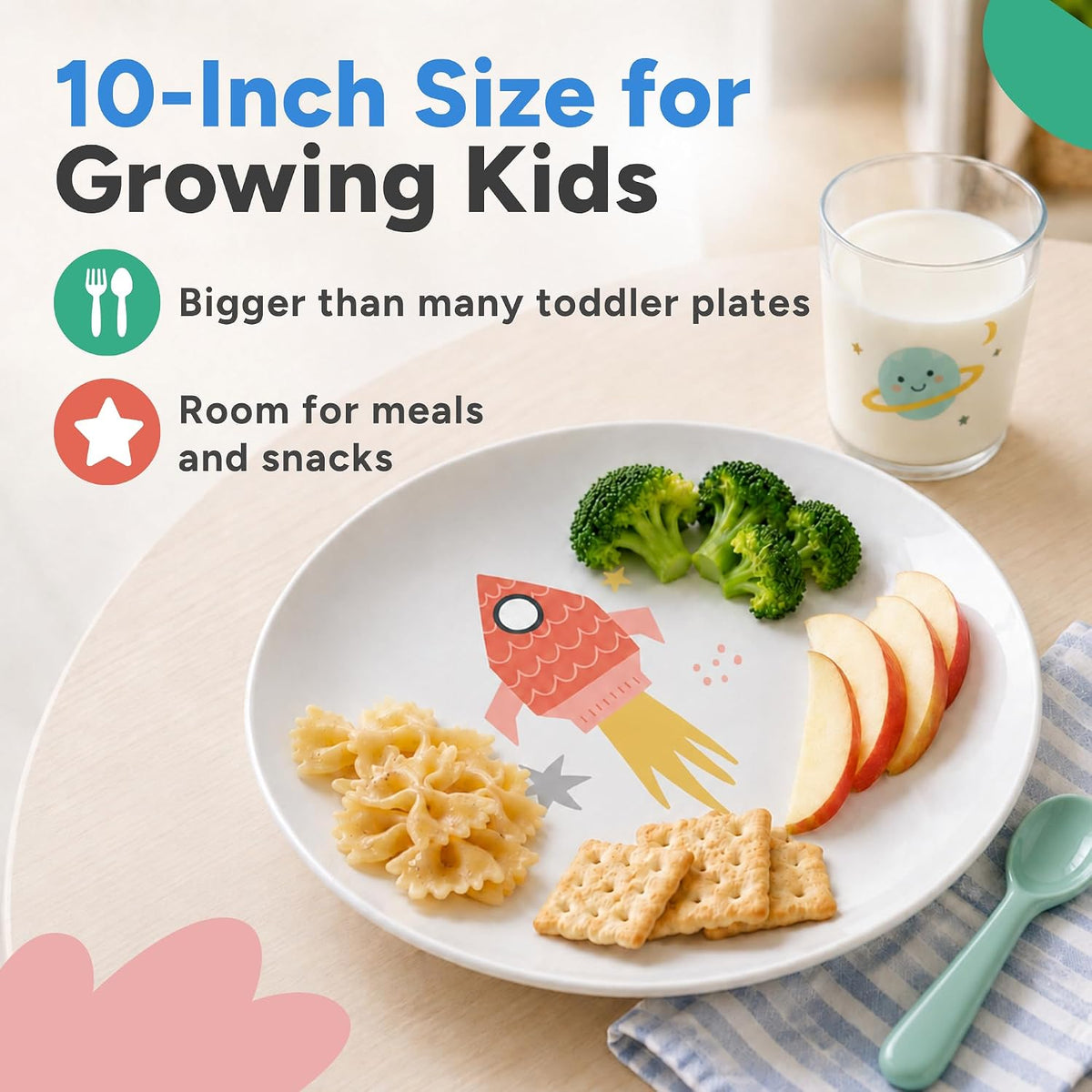 Tiny Expressions Construction Plates for Toddlers, 10" Set of 4 - Multicolor / Space Adventure - image 4