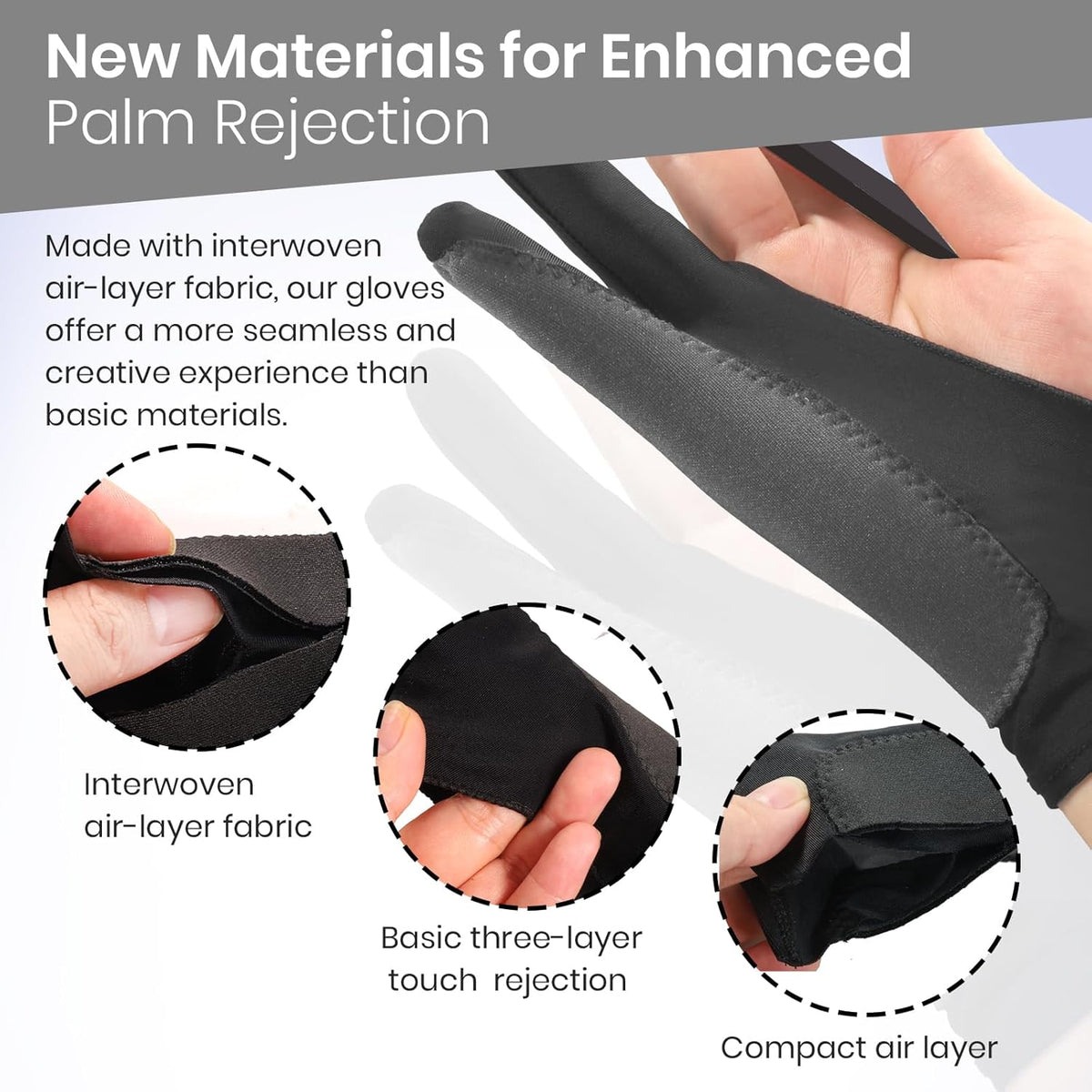 Artist Drawing Glove: 3-Layer Palm Rejection for iPad & Drawing - Midnight Ink(2 Pack) / Medium - image 3