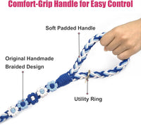 5FT Braided Cotton Rope Leash for Small, Medium and Large Dogs - Sea Wave - image 3
