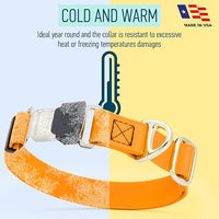 Dogline Biothane Waterproof Dog Collar with Herm Sprenger Stainless Steel Quick Release Buckle – Heavy Duty Tactical Durable Collar for Dogs – Comfortable and Safe Pet Collar W 3/4" L 12-19" Tangerine
