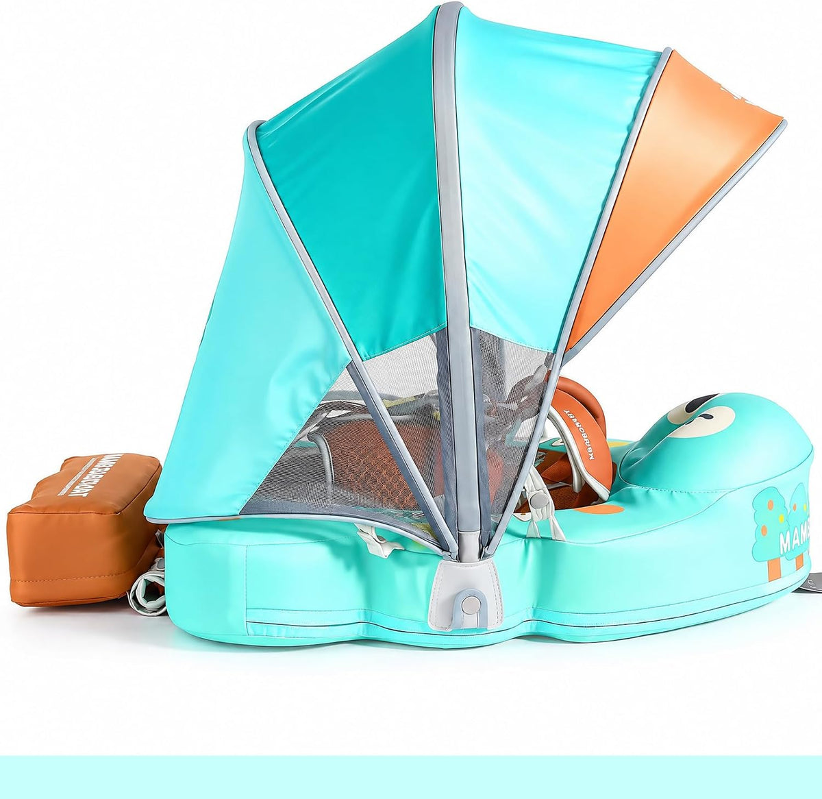 Mambobaby Float with Canopy UPF 50+ and Tail Non-Inflatable Baby Pool - Apple Tree - image 3