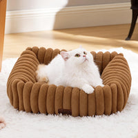 Bedsure ComfyFleece Cute Dog Bed for Small Medium Dogs Washable - S(20" x19" x6") / Camel Brown