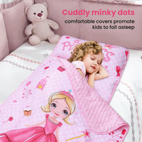 Kids Nap Mat Portable Slumber Bags with Removable Pillow and Blanket - Pink Princess - image 4