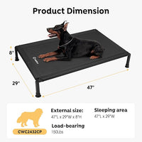 Veehoo Heavy Duty Elevated Dog Bed - Raised Bed with Washable Teslin Mesh, Non-Slip Feet, Cooling Cot, Indoor/Outdoor Use, 47" x 29", Black