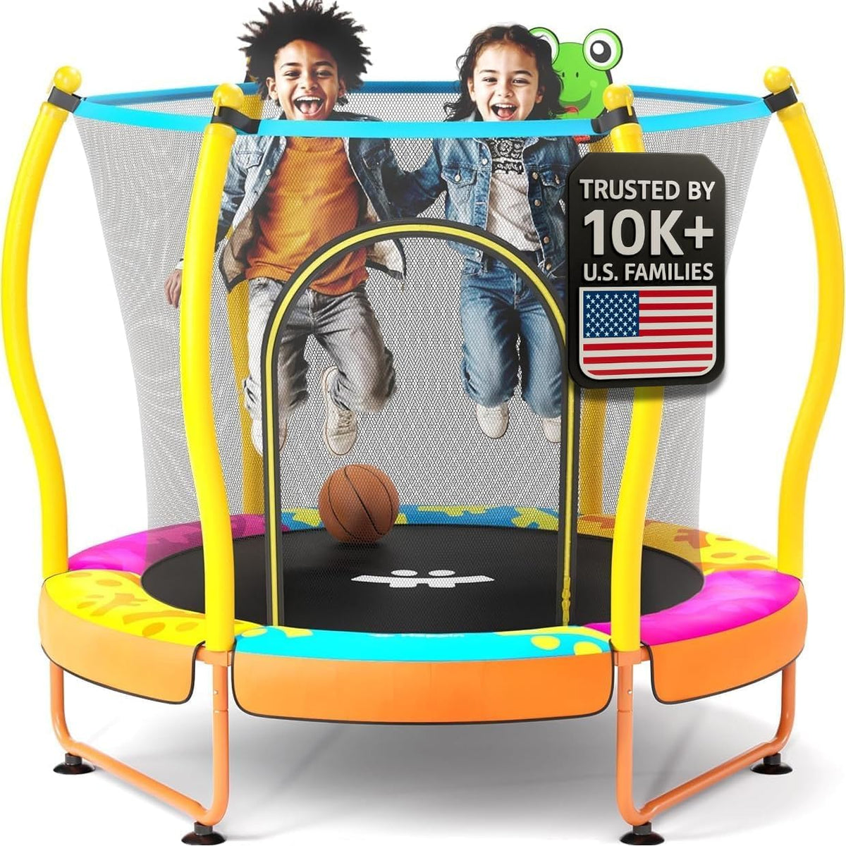 Happin 55’’ Trampoline for kids Safety Enclosure - Multicolor / Classic