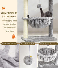 SYANDLVY Small Cat Tree for Indoor Cats - Light Grey / Top Perch with Basket - image 4