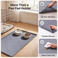 Silicone Dog Pee Pad Holder for 24 x 24 in Pads, Leak-Proof Tray – Essentials for Dogs - 40"L x 22"W - image 3