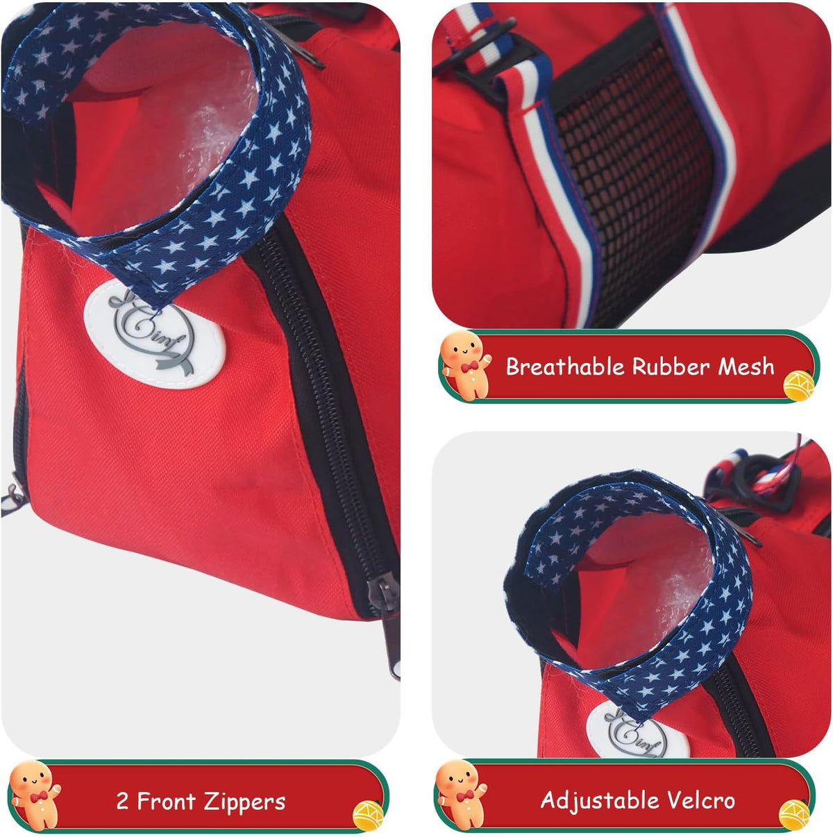 Cinf Cat Restraint Grooming Bag - M Size–Fits most adult cats (8–12 lbs) / Red Flag - image 3