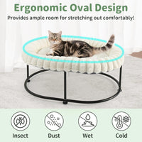 Sunhoo Elevated Cat Bed for Indoor Cats Raised Kitten Hammock Large - White - image 3