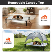 Elevated Dog Bed with Removable Canopy - Grey / 42"L x 30"W x 8.4"H - image 4