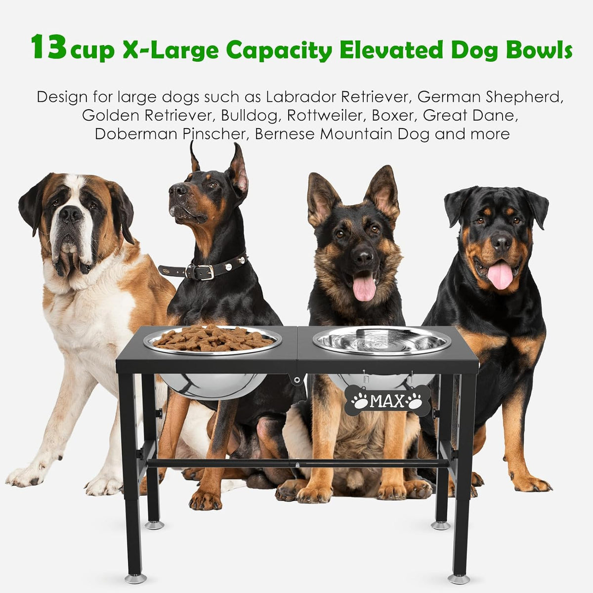 SHAINFUN Elevated Dog Bowls with Slow Feeder & Mat for Medium - Black-3L - image 2