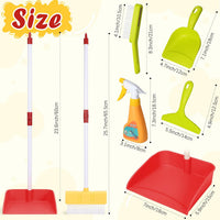 Kids Cleaning Toy Set Toddler Broom & Dustpan Pretend Play - 6pcs - Red Set - image 3