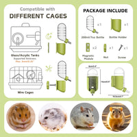 Hamster Water Bottle with Magnetic Holder - Green / 7 oz (Magnetic-Mounted) - image 3