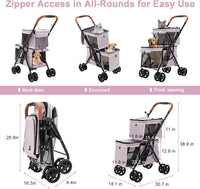 Double Pet Stroller for 2 Dogs & Cats, Double-Decker, Blue – Essentials for Dogs - Pink - image 3