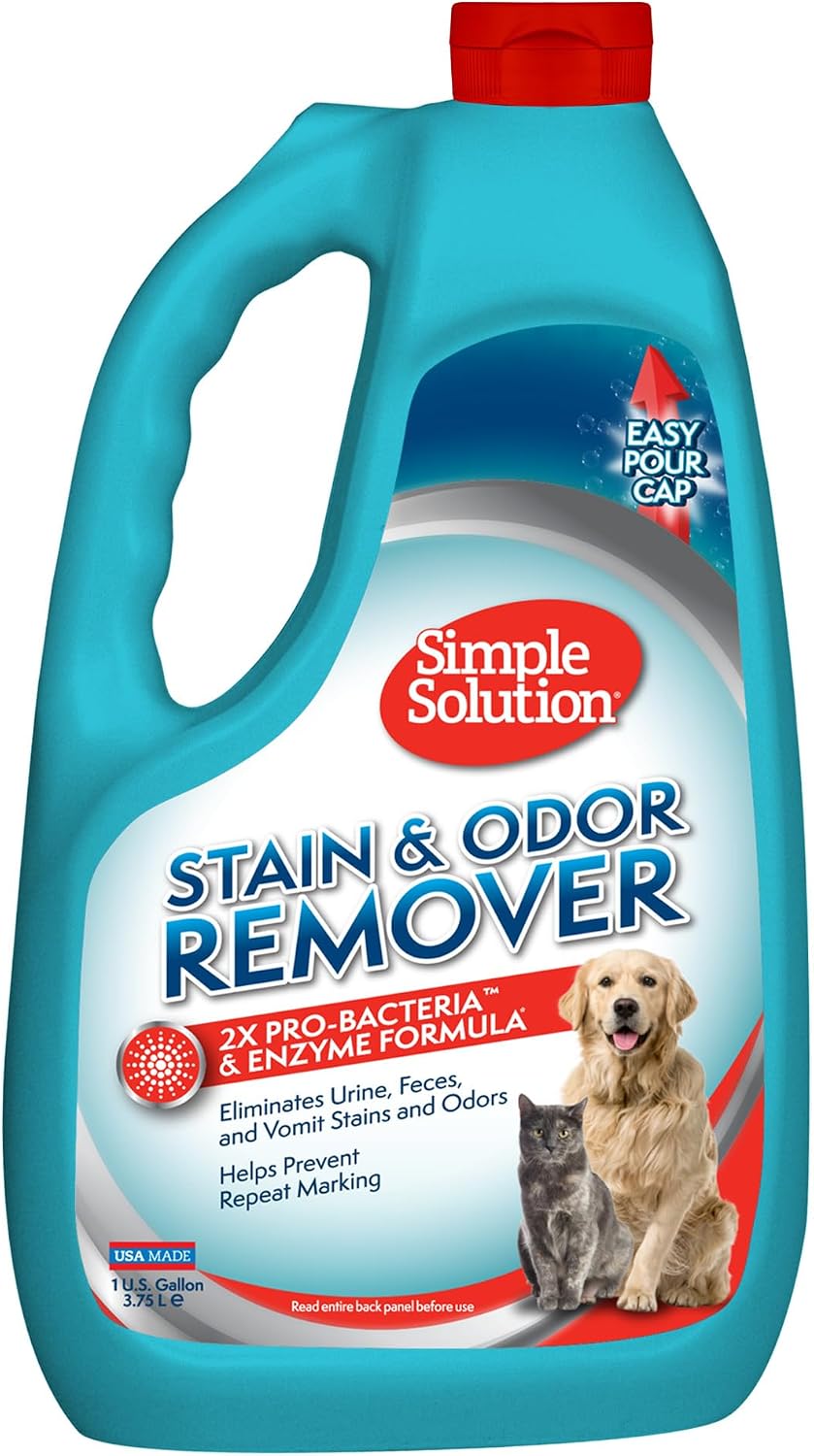 Simple Solution Pet Stain & Odor Remover, Enzyme Stain Cleaner - Unscented / 128 Fl Oz (Pack of 1)