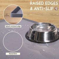 MateeyLife Silicone Cat & Dog Food Mat for Floors Waterproof - Gray / 18"L x 12"W - image 3