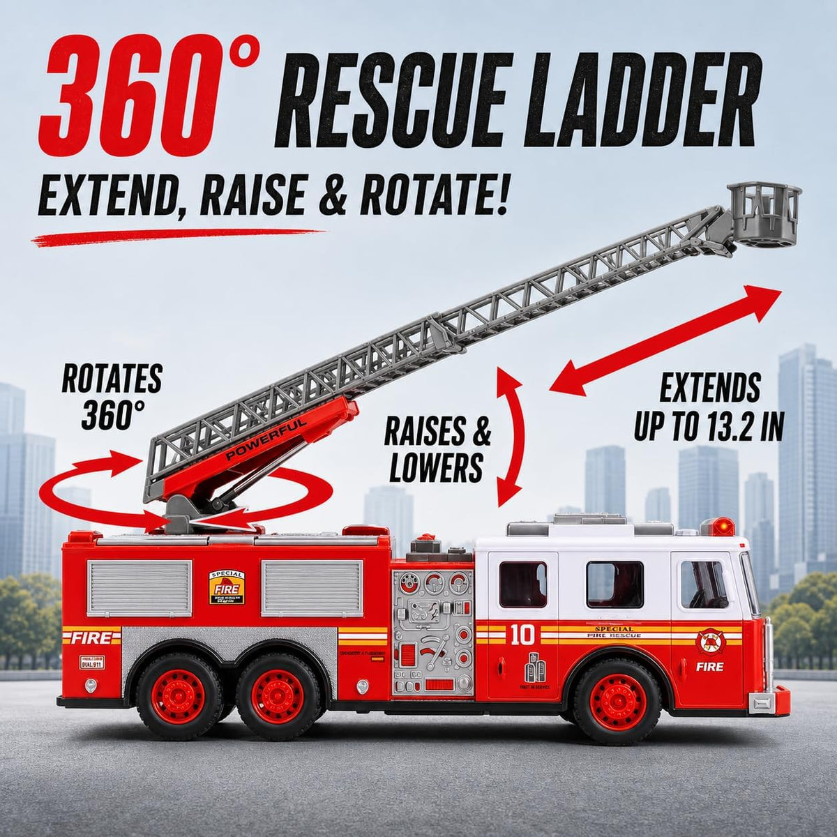 14" RC Fire Truck Big Remote Control Toy Fire Truck for Kids – Fun for Kids & Family - image 2