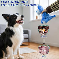 Squeaky Stuffed Dog Toys, Chew Toy for Large Medium Small Breeds, Plush Dog Toys to Keep Them Busy, Puppy Teething Dog Toy, Crinkle Dog Toy (Blue Hippo)