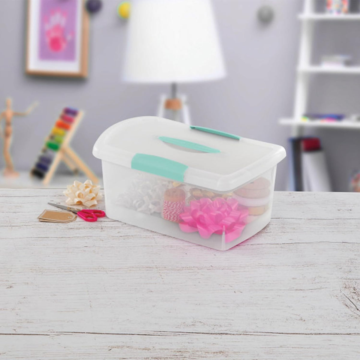 Sterilite Large Nesting ShowOffs, Clear Bin w/Latch Lid & Handle - Medium / 18 Pack - image 4