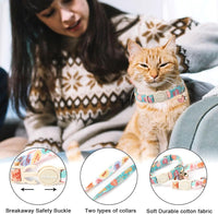 ARING PET 2 Pack Cat Collar-Cute Cotton Cat Collar Breakaway - Valentine-Heart & Blue Heart - image 2