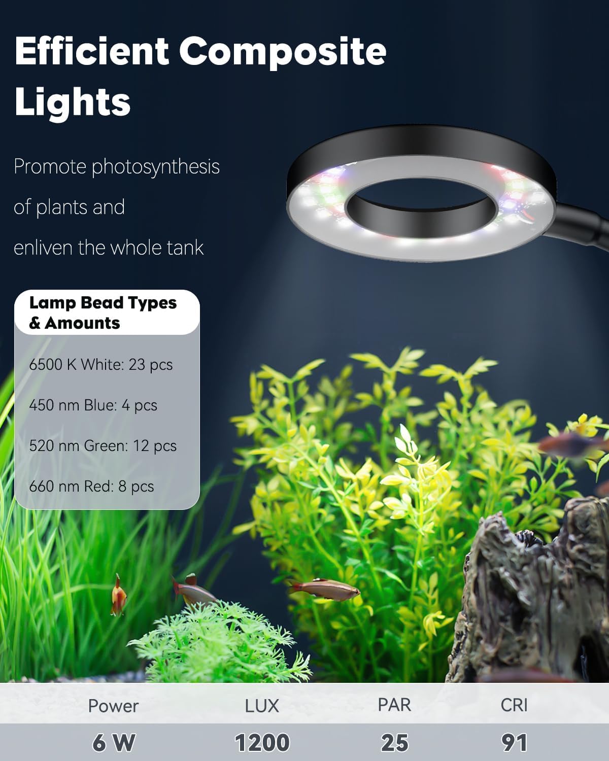 Pawfly 6 W LED Aquarium Light for 1 to 5 Gallon Fish Tanks Clip On - For 1 to 5 Gallon Fish Tank - image 2