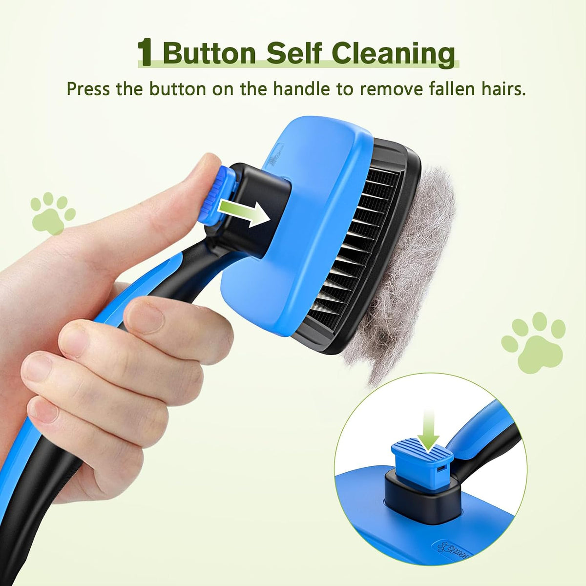 Pecute Skin Friendly Self-Cleaning Slicker Brush for Dog & Cat - Small / Blue - image 3