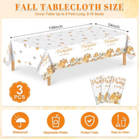 NatNarr 3 Pack Wood Grain Plastic Tablecloths - Autumn Pumpkin - image 2