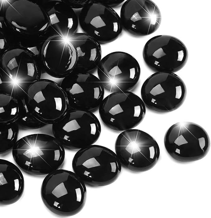 10LB Black Flat Glass Marbles for Vases, Gemstone Beads Vase Filler Decorative Glass Pebbles for Fish Tank, DIY Crafts, Aquarium Decor Rocks