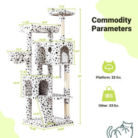 Allewie 64 Inches Cat Tree Tower/Multi-Level Activity Center - White & Black Spot - image 2