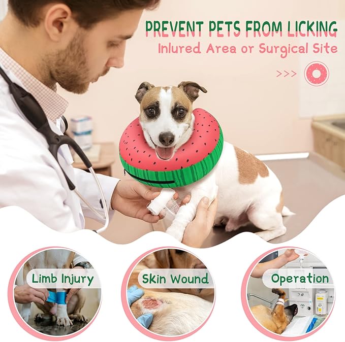 Supet Inflatable Dog Cone Alternative, Soft Recovery Collar for Small, Medium, Large Dogs