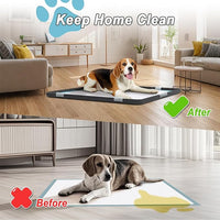 Pee Pad Tray Holder for Dog,Silicone Dog Puppy Pad Holder,24" x 24" No Spill Raised Lip High Edge Leak-Proof Mat Holder for Training Pads,Square Potty Trays for Floor Protection Complimentary 6 Clamps