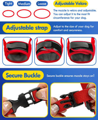 Dog Muzzle, Soft Air Mesh Muzzles for Large Sized Dogs - Red / XL - image 3