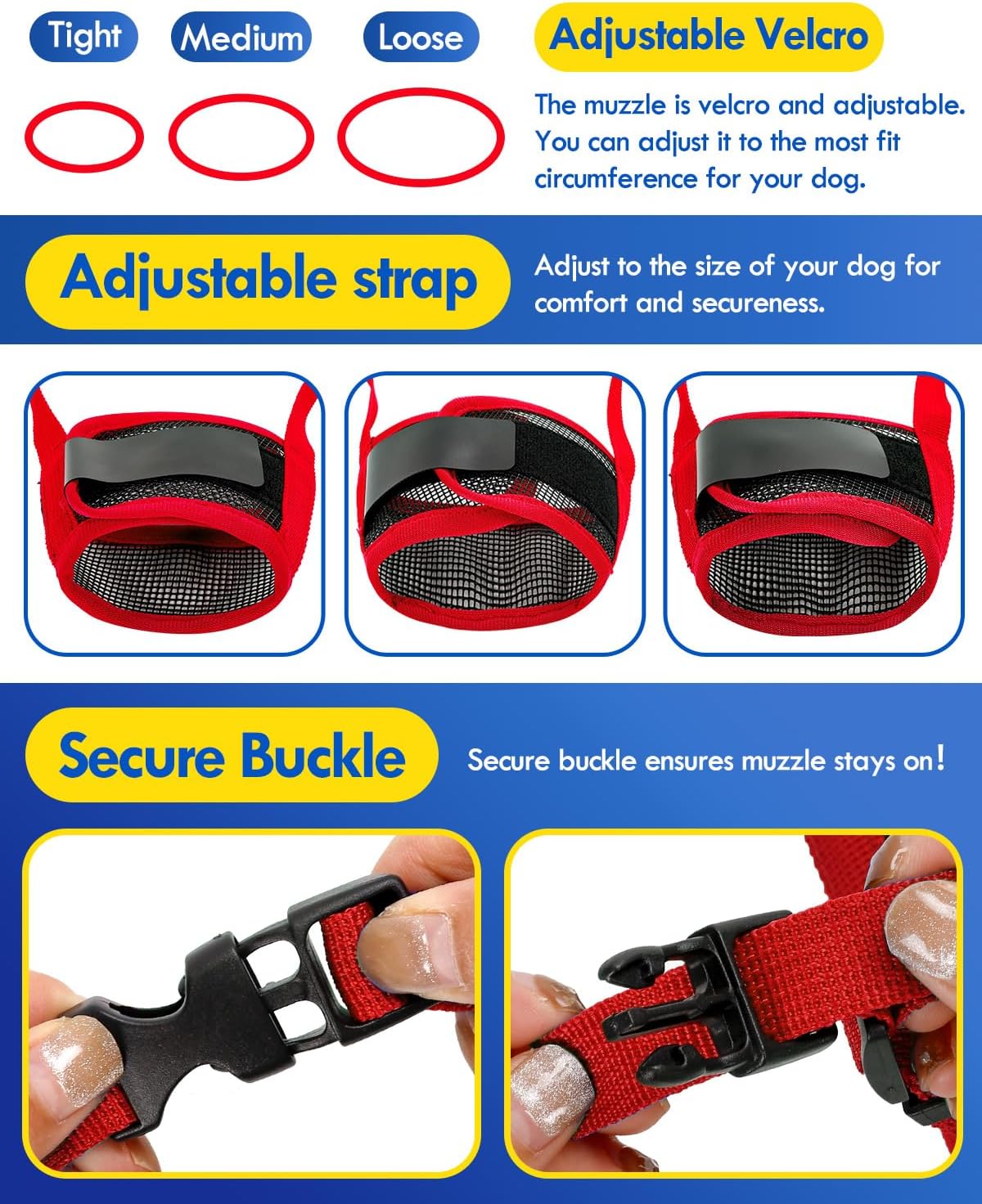 Dog Muzzle, Soft Air Mesh Muzzles for Large Sized Dogs - Red / XL - image 3