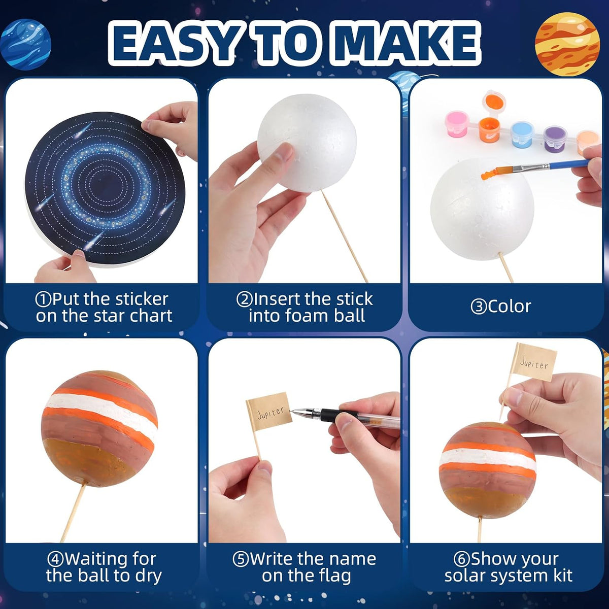 wookidel 64 PCS Solar System Project Kit, Solar System for Kids – Fun for Kids & Family - White - image 4