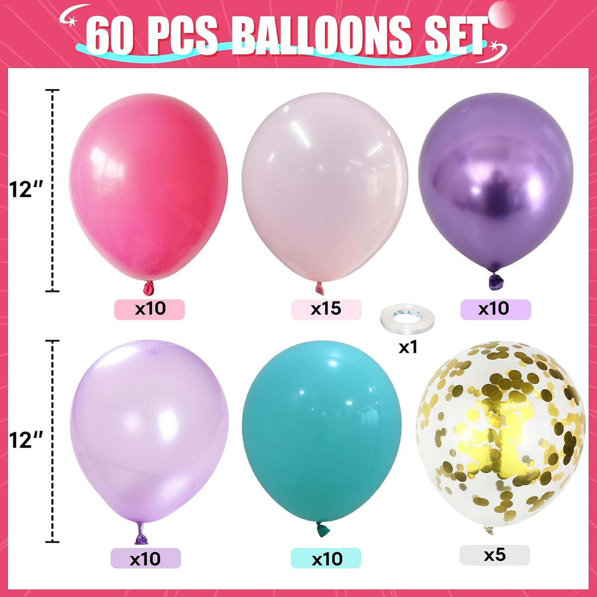 HILAVO Toy Inspired Story Balloons - Pink Purple Teal / 60PC - image 2