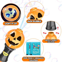 SpringFlower 2-pack LED bubble wands with pumpkin faces and Halloween stickers - view 3