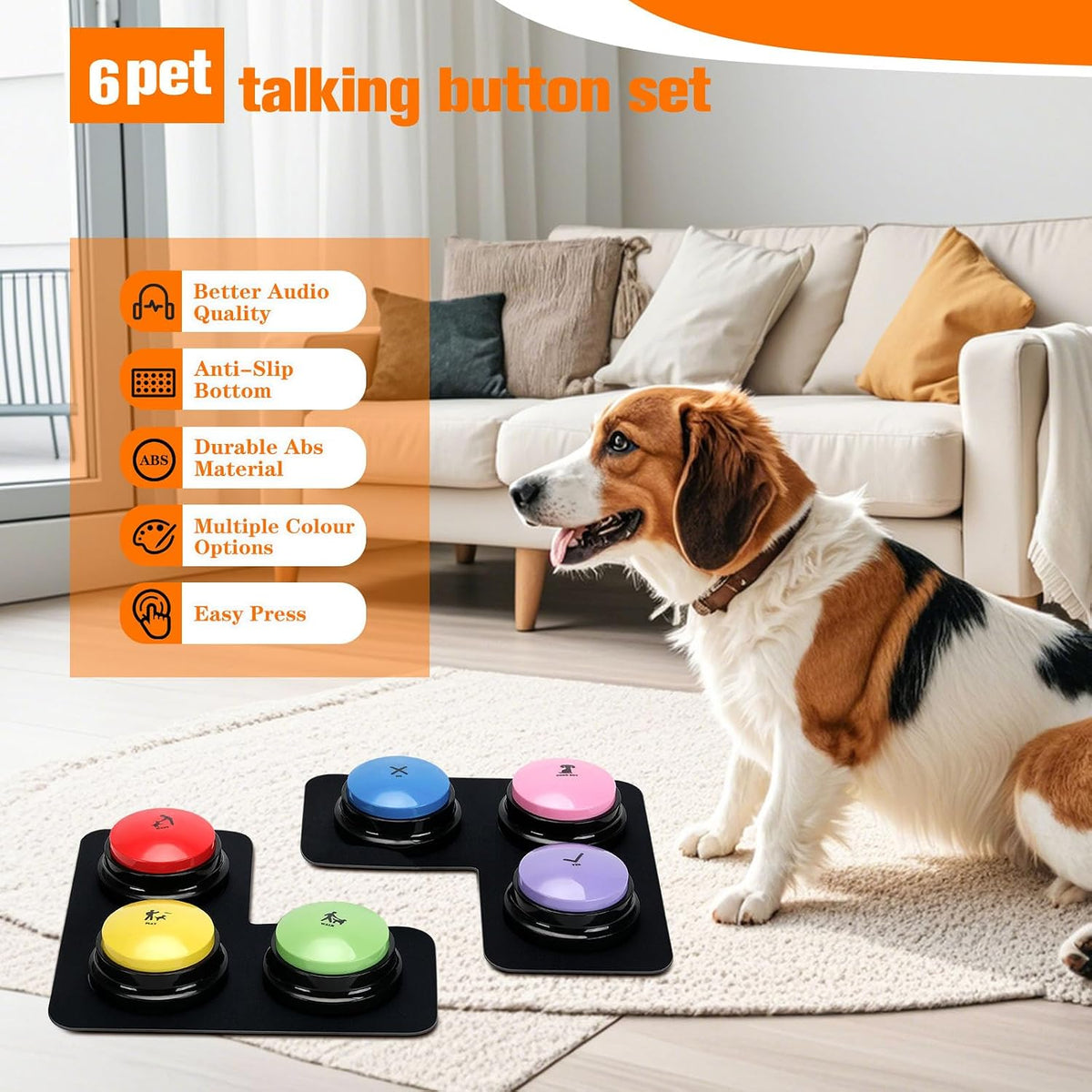 6 Pcs Dog Talking Button Set - 6 Pack‑2 Mat - image 3