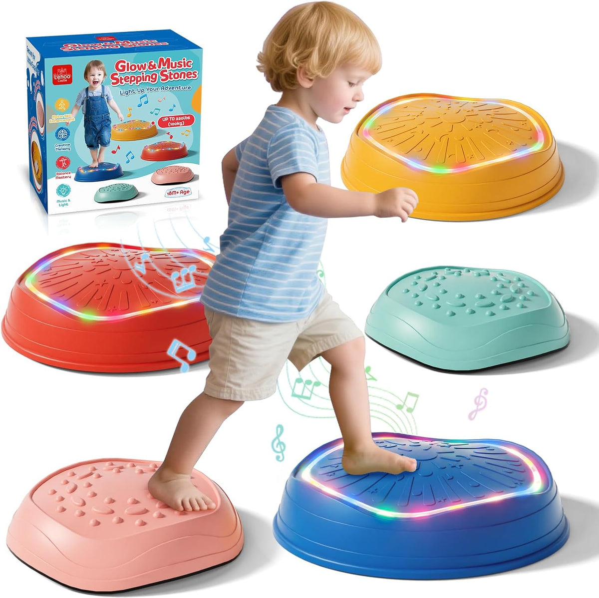 Lehoo Castle Musical Light Up Stepping Stones for Kids – Fun for Kids & Family - Blue