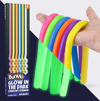 BUNMO Stretchy Strings, Stimulating & Fun Fidget Toys for Kids - Glow in the Dark - 6 Pack