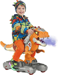 Liberty Imports T-Rex dinosaur ride on push car with LED eyes and mist spray - view 2