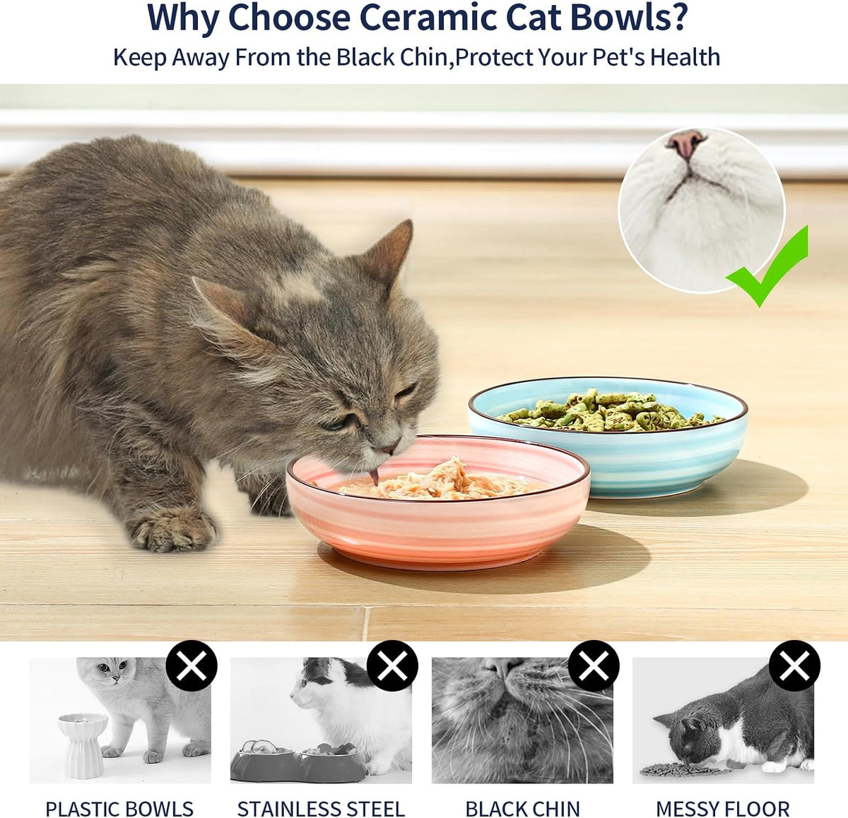 Selamica Ceramic Cat Bowls Set of 6 - 5.6 Inch, Set of 4 / Gradient Color - image 4