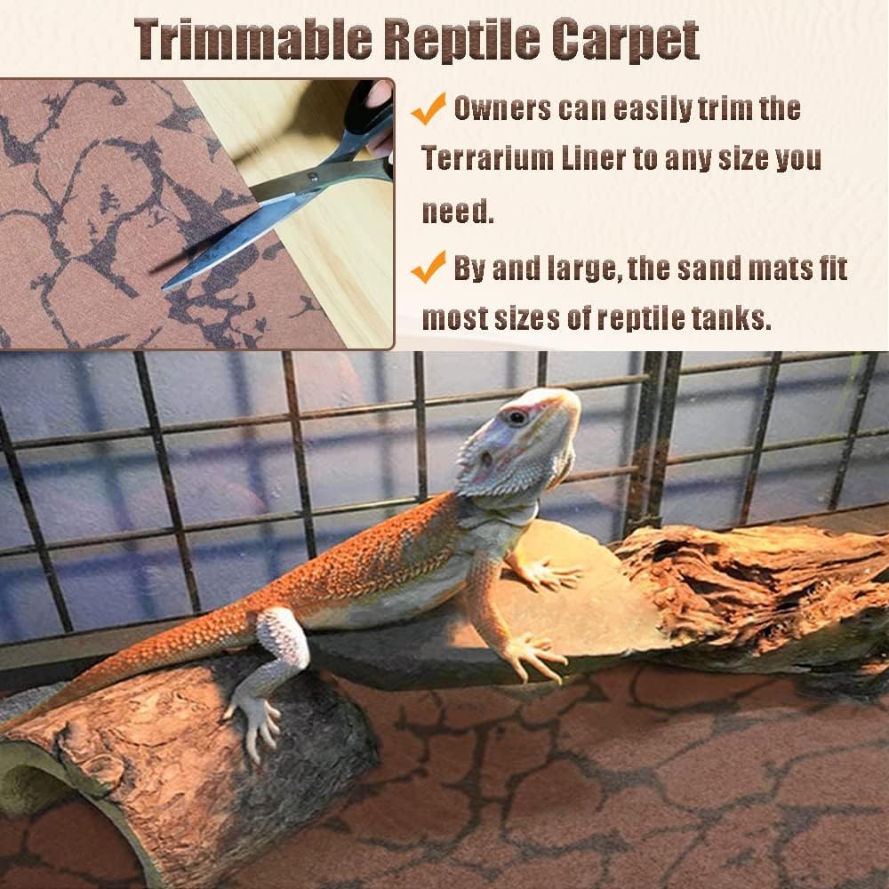 2 PCS Reptile Carpet Sand Mat Pet Terrarium Liner Lizard Bedding Mat - S:11.8"x19.7" (2Pcs) - image 3