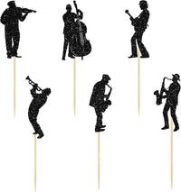 Gyufise 24Pcs Dance King Cupcake Toppers Glitter Jazz Dancers Happy - Black 1 - image 3