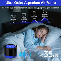 Aquarium Air Pump, Quiet Fish Tank Air Pump with Dual Outlets - 3W (Up to 80 Gallon) - image 3
