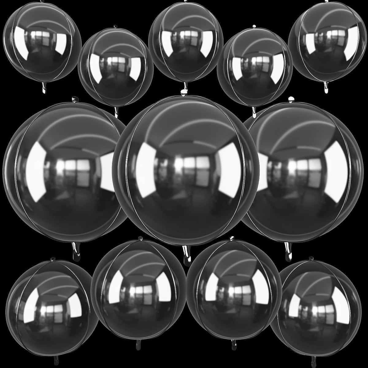 12PCS Iridescent Round Foil Balloons 22" 15" 10" Large Holographic - 22/15/10inch Clear