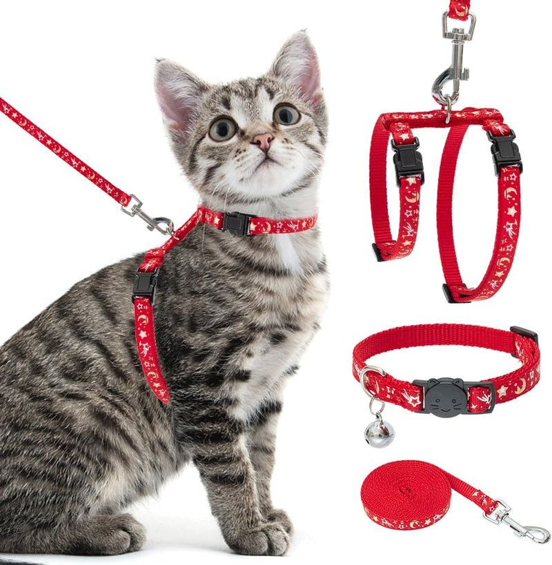 PAWCHIE Cat Harness with Leash and Collar Set - Small / Red