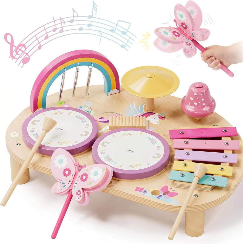 Lehoo Castle Toddler Drum Set Wooden - Unicorn