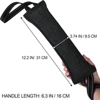 Dog Tug Toy, Dog Bite Jute Pillow Pull Toy with 2 Strong Handles - Dark Black / Line - image 2