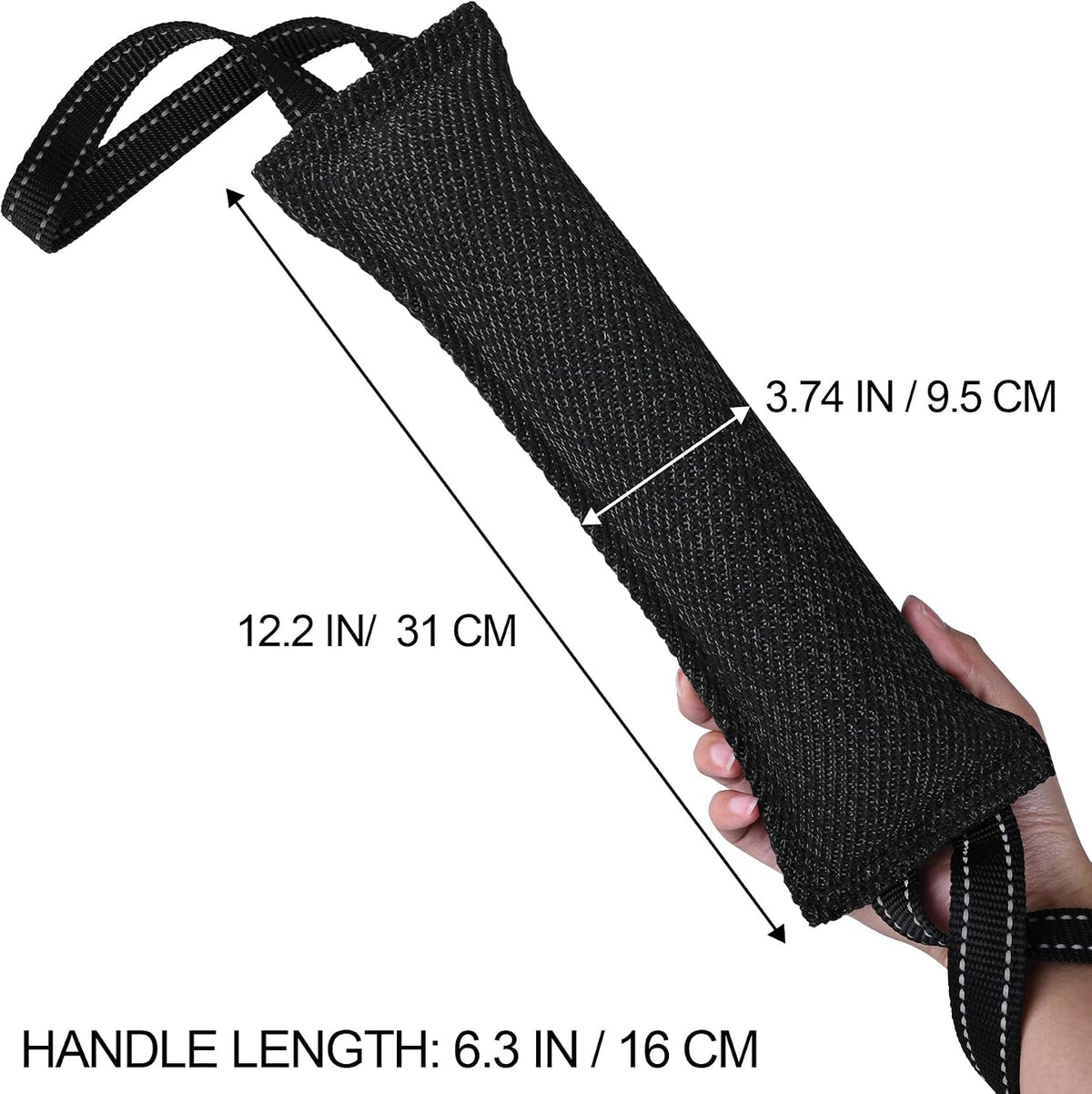 Dog Tug Toy, Dog Bite Jute Pillow Pull Toy with 2 Strong Handles - Dark Black / Line - image 2